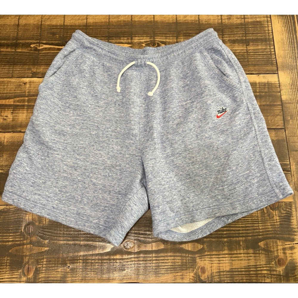 Nike Sportswear Heritage Fleece Shorts Men 2XL Blue Heather Retro Swoosh - Picture 2 of 7